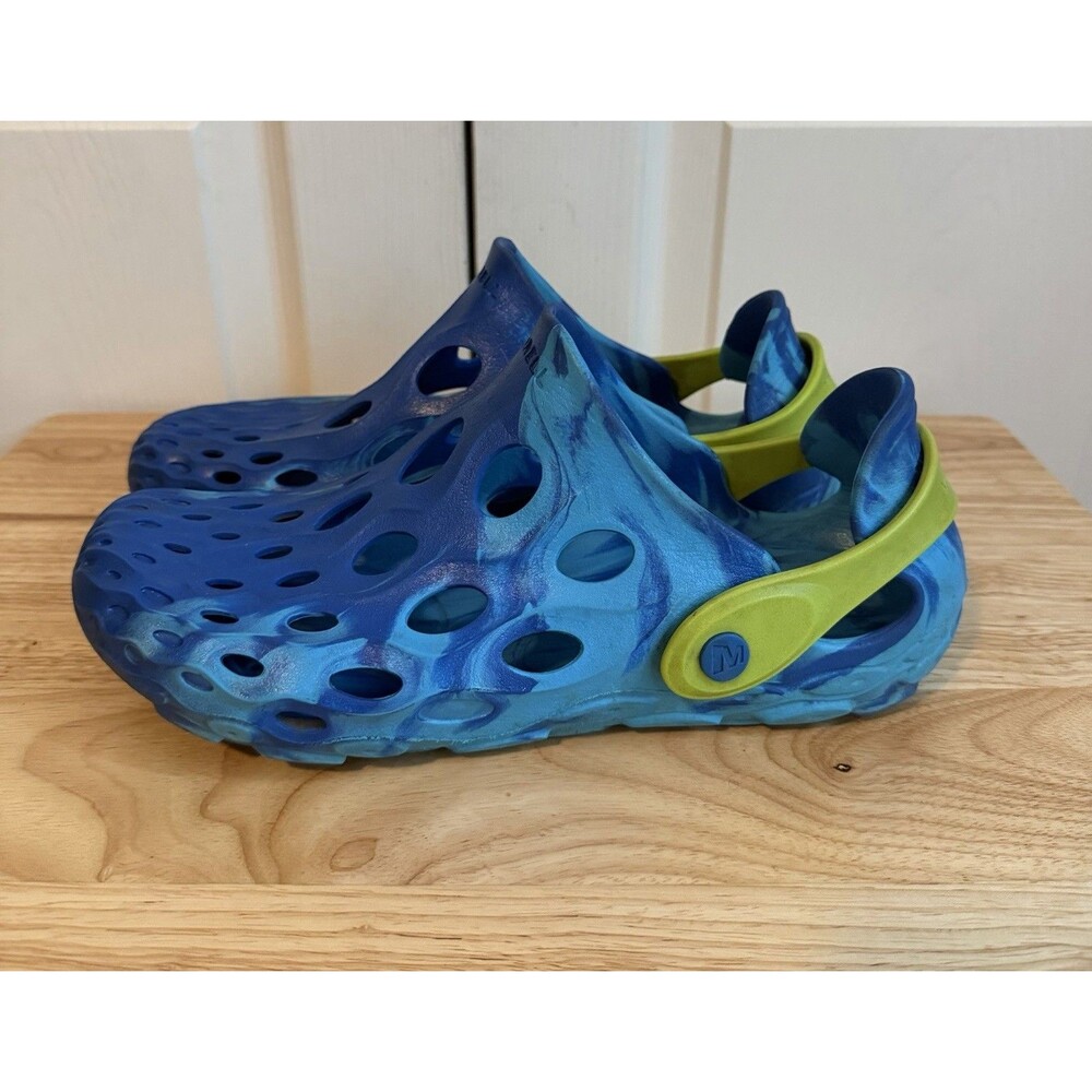 Merrell Hydro Moc Kids Size 7 Blue Green Water Shoes Slip On Clogs Sandals